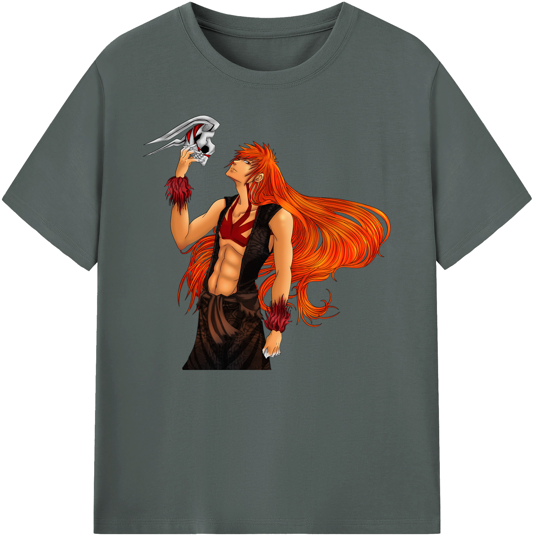 （画像用） ブリーチ 黒崎一護（くろさき いちご）BLEACH Kurosaki Ichigo 綿100％ メンズ半袖Tシャツ｜肌触りやわらか＆通気性